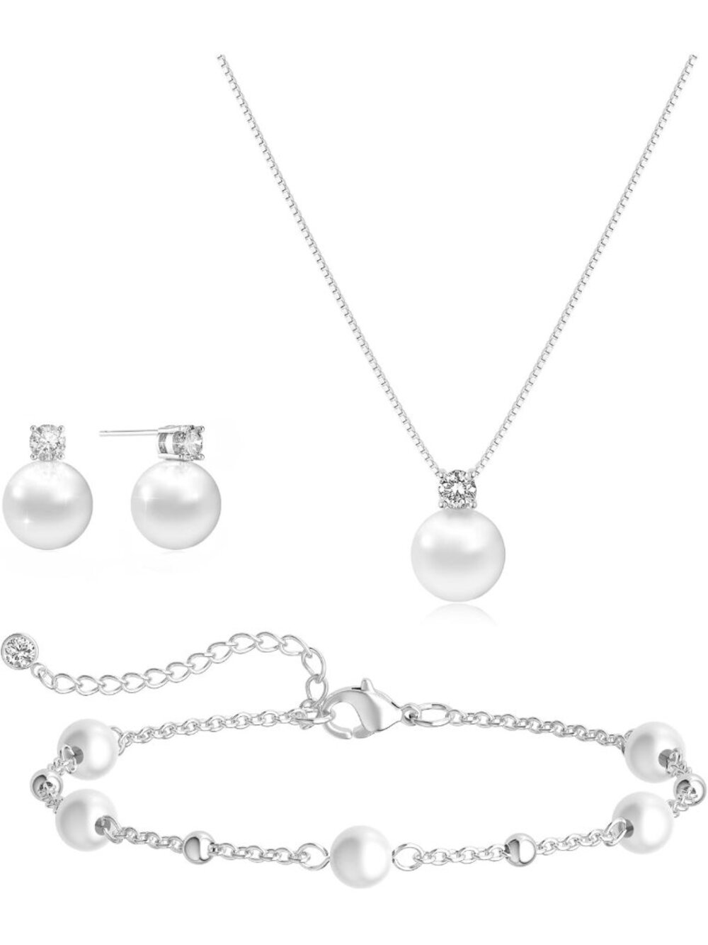 Elegant Pearl Jewelry Set for Women, Cubic Zirconia Bridal & Bridesmaid Gift